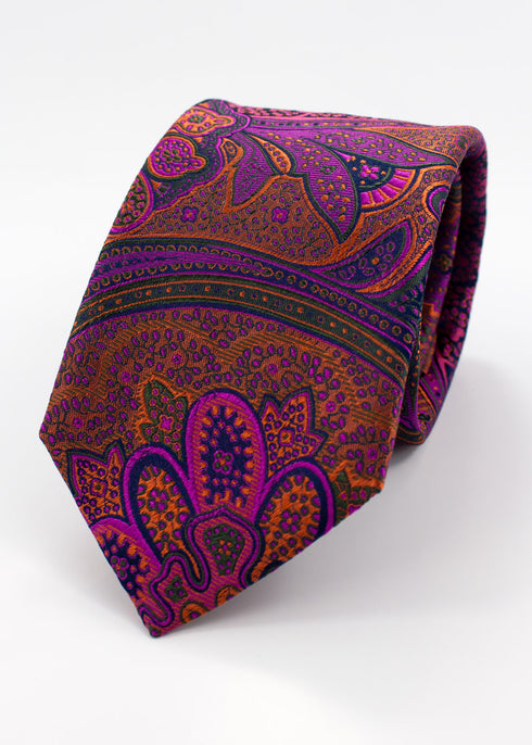Paisley Silk Jacquard Tie - Purple